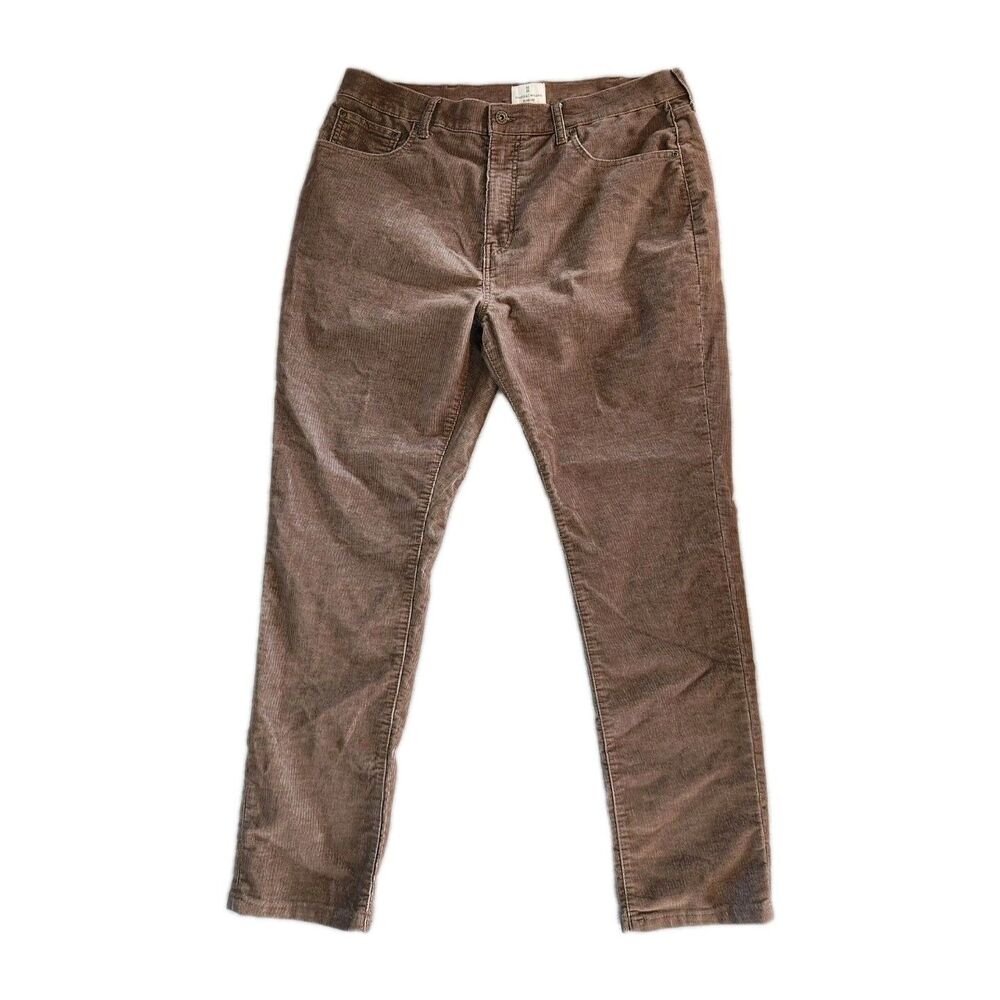 Mutual Weave Brown Corduroy Pants Mens 38x32 Relaxed Taper Stretch Casual EUC